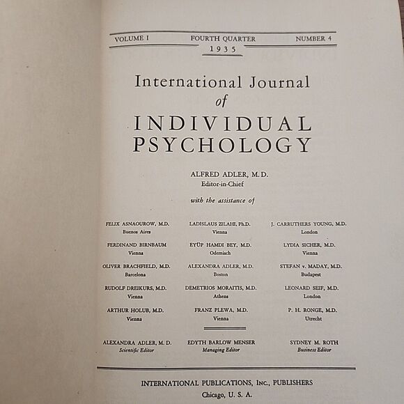 International Journal of Individual Psychology by Alfred Adler 1935 Fourth - Picture 6 of 8